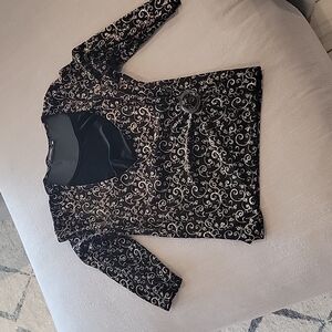 Womens velvet and gold scroll floral top